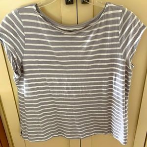 Eileen Fisher Organic Cotton Tee XL, Gray/white